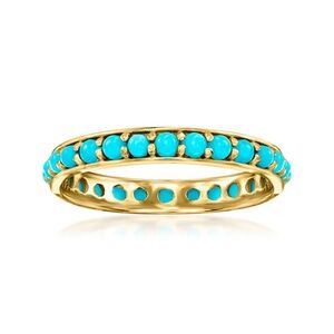 14k yellow gold infinity turquoise wedding band ring 6-6.5 authentic